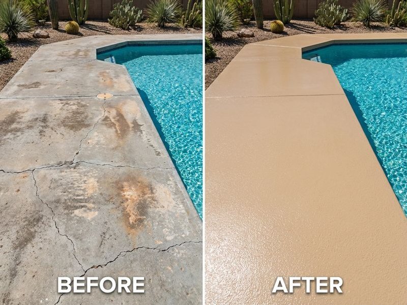 Cool deck resurfacing before and after