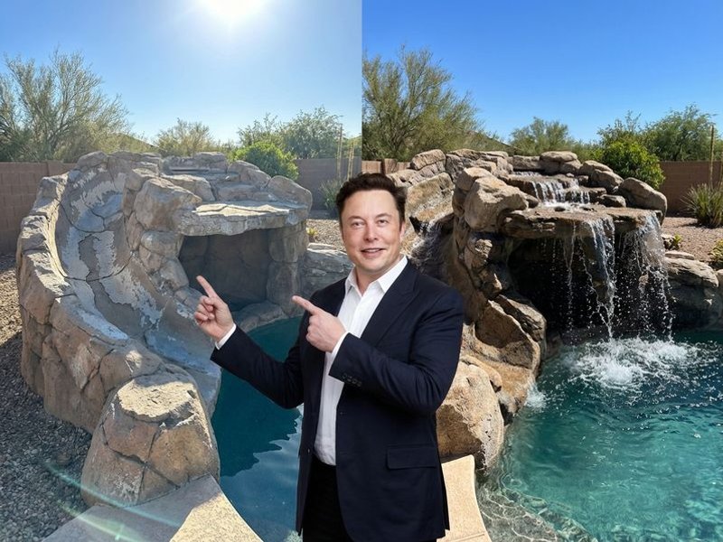 Waterfall repair before and after in Phoenix