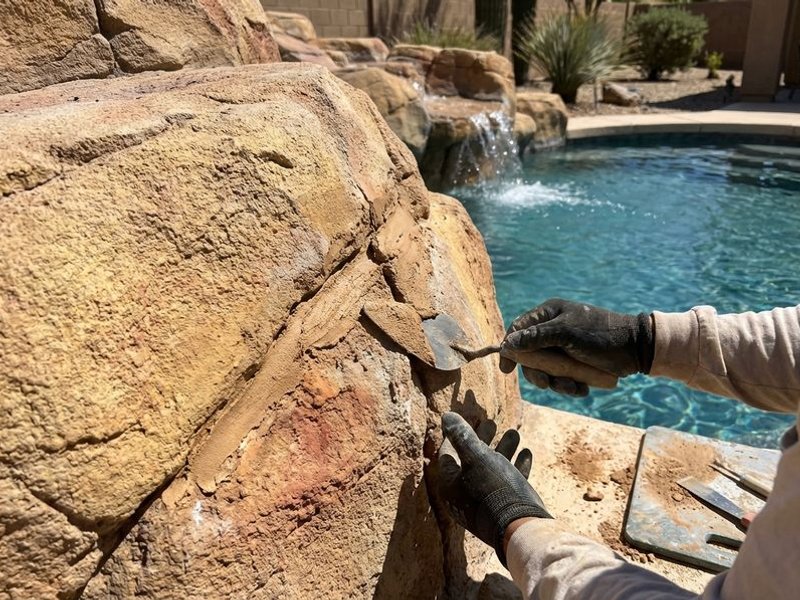 Artificial rock crack repair detail