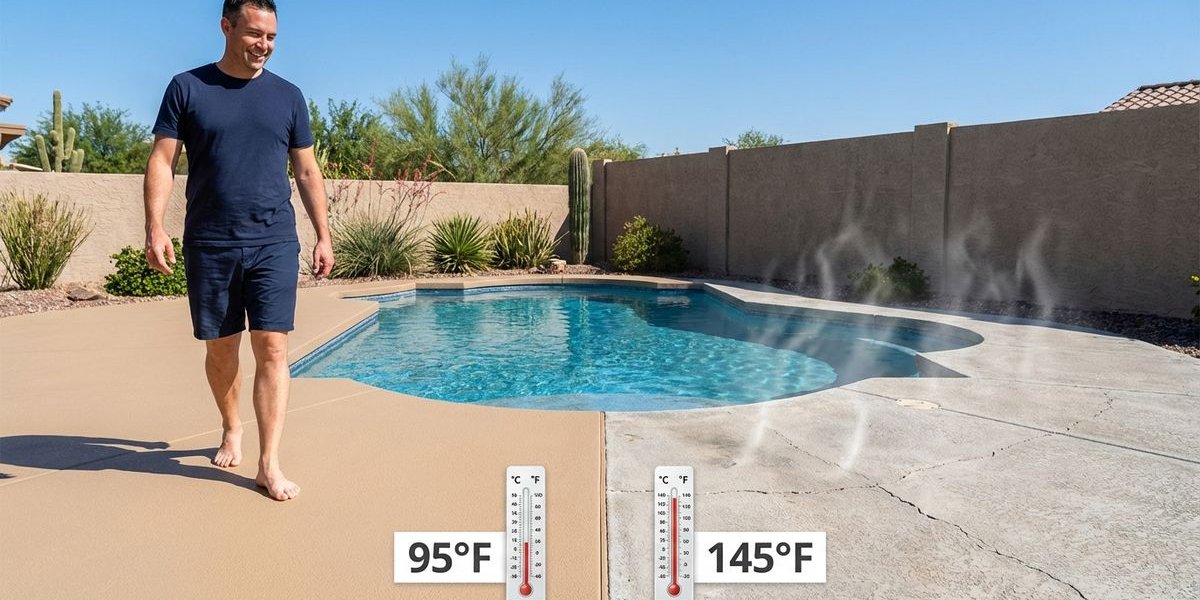 Cool Deck vs regular concrete comparison for Arizona pools
