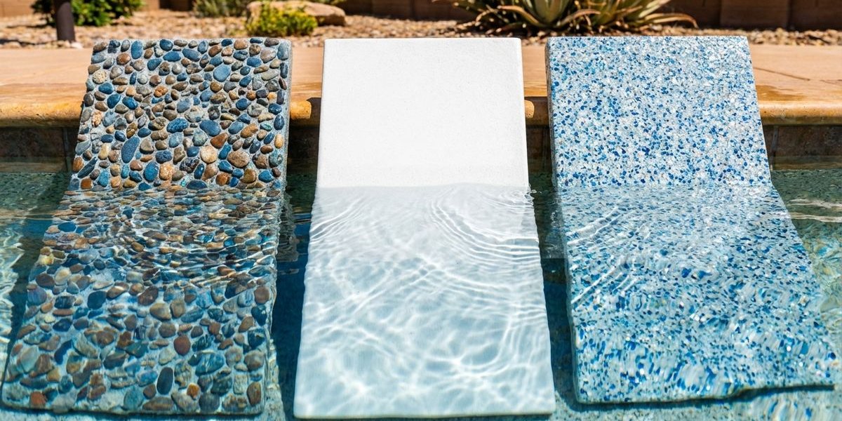 Comparison of Pebble Tec, pool plaster, and quartz pool finishes